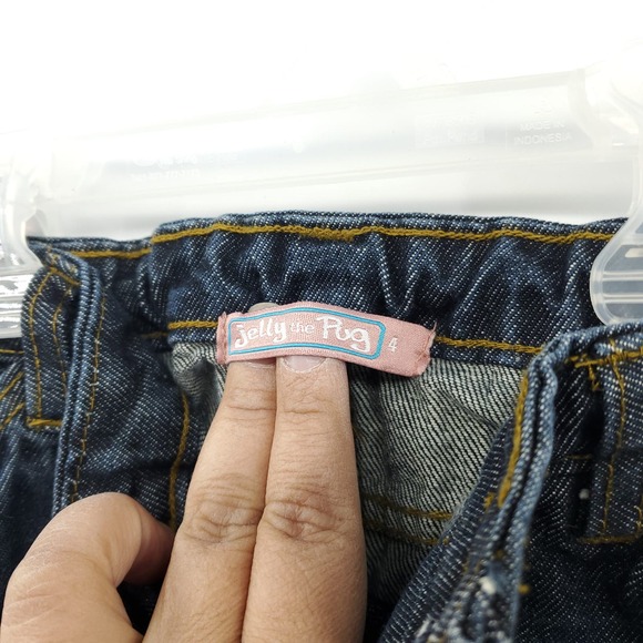 Jelly the Pug Bellbottom Hippie Gypsy Tiered Denim Jeans Size 4 - Picture 7 of 8